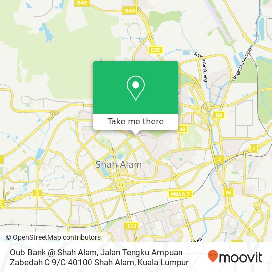 Oub Bank @ Shah Alam, Jalan Tengku Ampuan Zabedah C 9 / C 40100 Shah Alam map
