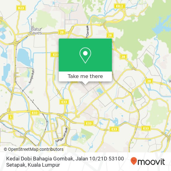 Peta Kedai Dobi Bahagia Gombak, Jalan 10 / 21D 53100 Setapak