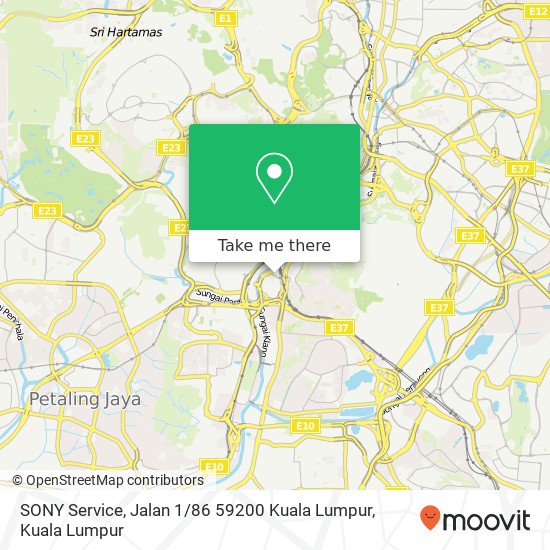 Peta SONY Service, Jalan 1 / 86 59200 Kuala Lumpur