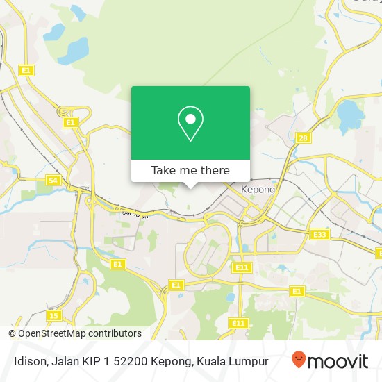 Peta Idison, Jalan KIP 1 52200 Kepong