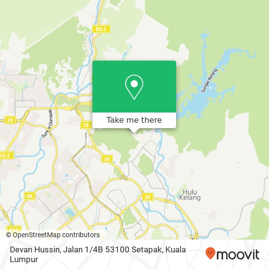 Peta Devan Hussin, Jalan 1 / 4B 53100 Setapak