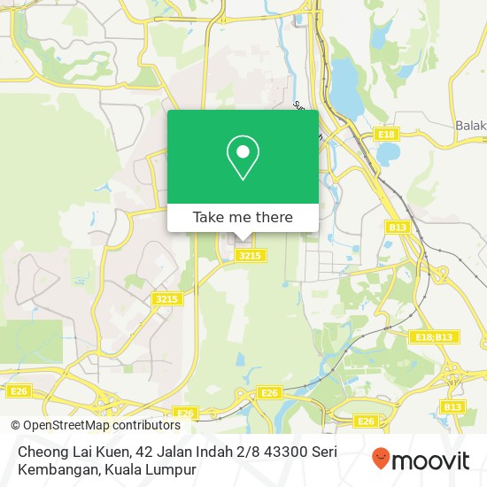 Peta Cheong Lai Kuen, 42 Jalan Indah 2 / 8 43300 Seri Kembangan