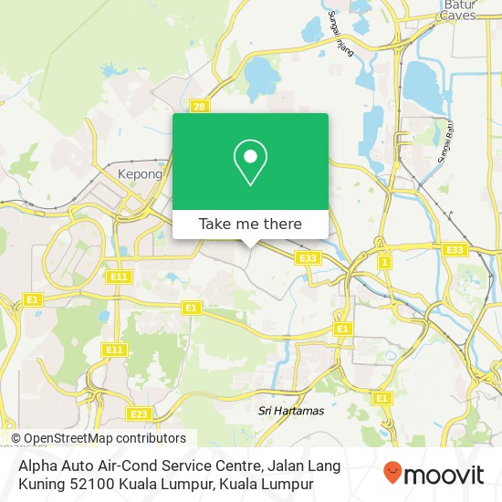 Peta Alpha Auto Air-Cond Service Centre, Jalan Lang Kuning 52100 Kuala Lumpur