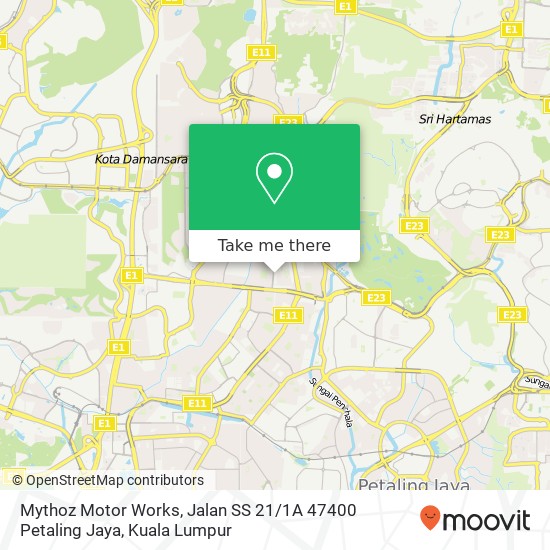 Peta Mythoz Motor Works, Jalan SS 21 / 1A 47400 Petaling Jaya