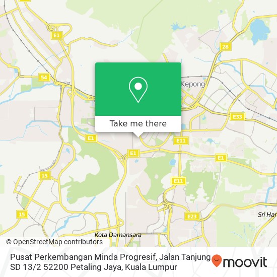 Peta Pusat Perkembangan Minda Progresif, Jalan Tanjung SD 13 / 2 52200 Petaling Jaya