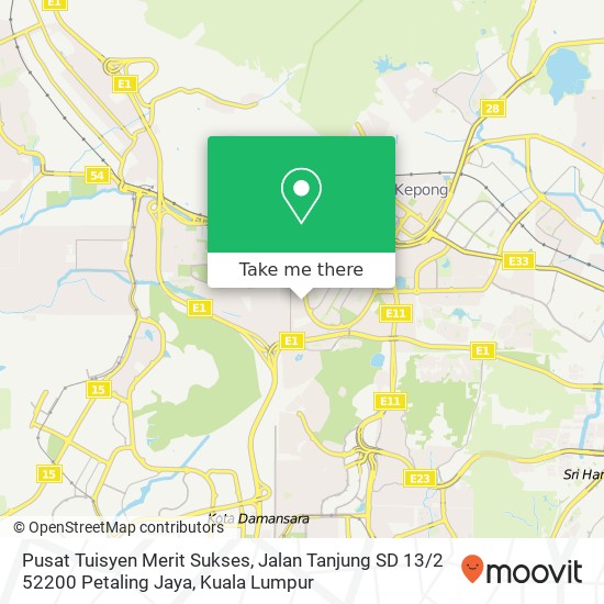 Pusat Tuisyen Merit Sukses, Jalan Tanjung SD 13 / 2 52200 Petaling Jaya map