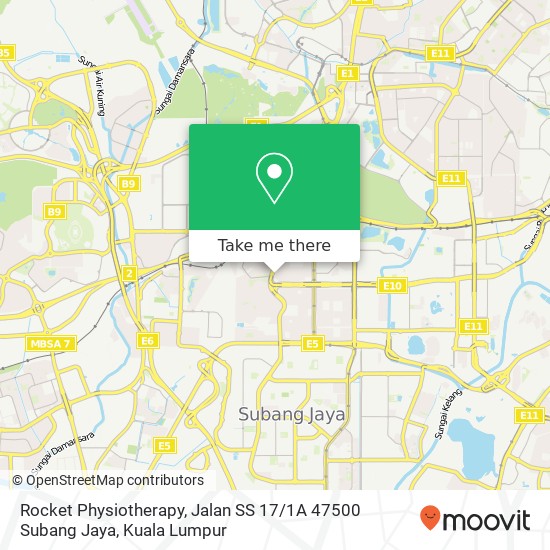 Peta Rocket Physiotherapy, Jalan SS 17 / 1A 47500 Subang Jaya