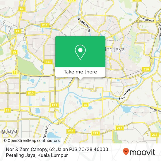 Peta Nor & Zam Canopy, 62 Jalan PJS 2C / 28 46000 Petaling Jaya