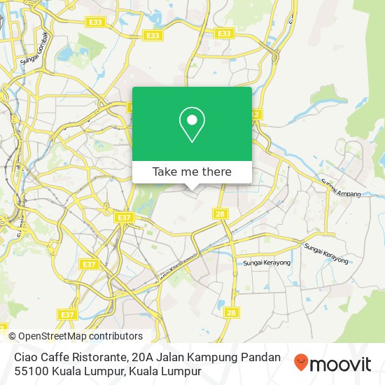 Ciao Caffe Ristorante, 20A Jalan Kampung Pandan 55100 Kuala Lumpur map