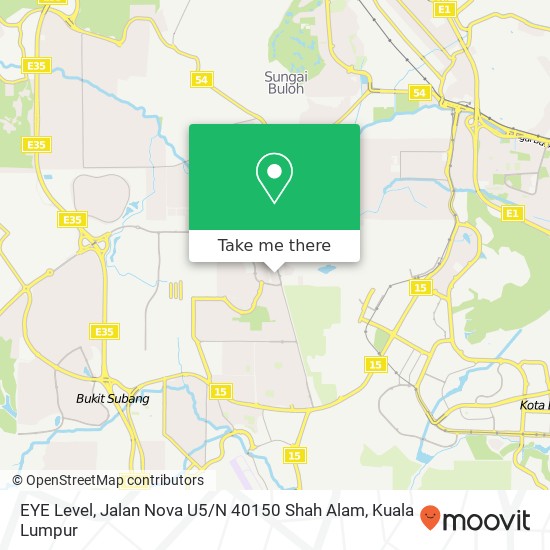 EYE Level, Jalan Nova U5 / N 40150 Shah Alam map