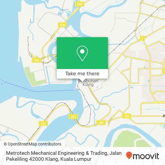 Peta Metrotech Mechanical Engineering & Trading, Jalan Pekeliling 42000 Klang