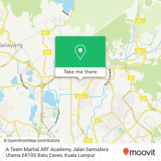 Peta A Team Martial ART Academy, Jalan Samudera Utama 68100 Batu Caves