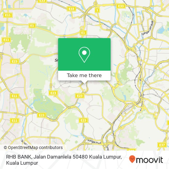 Peta RHB BANK, Jalan Damanlela 50480 Kuala Lumpur