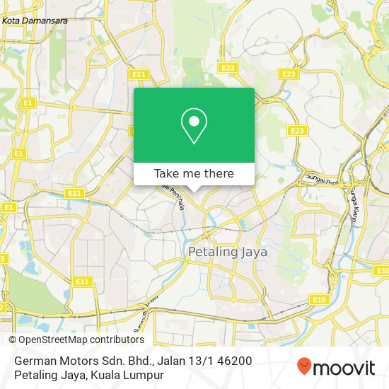 Peta German Motors Sdn. Bhd., Jalan 13 / 1 46200 Petaling Jaya