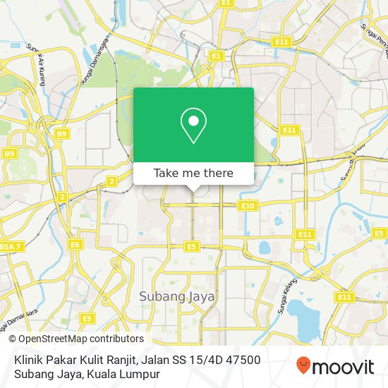 Peta Klinik Pakar Kulit Ranjit, Jalan SS 15 / 4D 47500 Subang Jaya