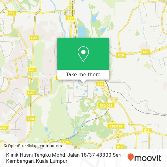 Peta Klinik Husni Tengku Mohd, Jalan 18 / 37 43300 Seri Kembangan
