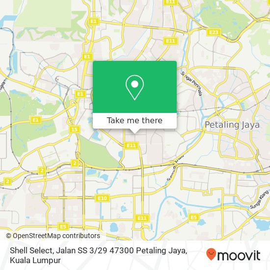 Peta Shell Select, Jalan SS 3 / 29 47300 Petaling Jaya