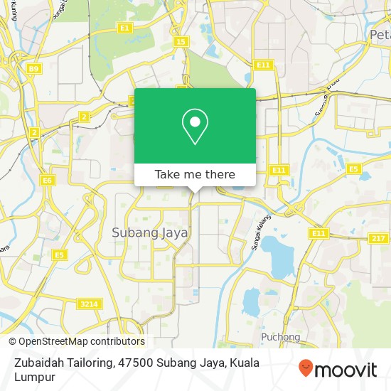 Peta Zubaidah Tailoring, 47500 Subang Jaya