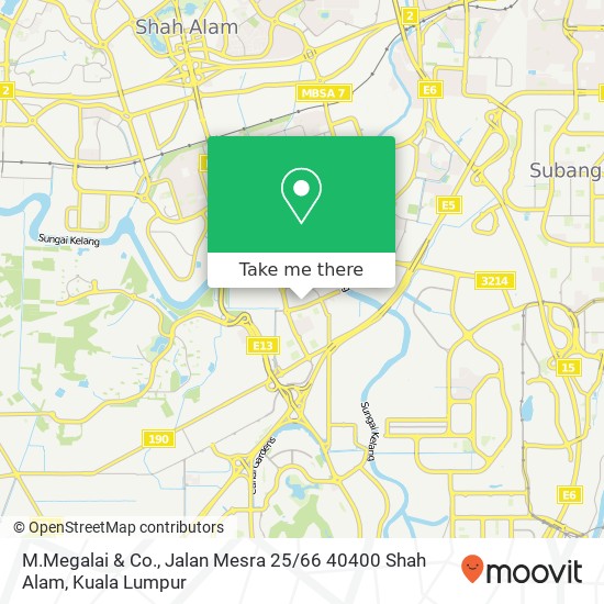 Peta M.Megalai & Co., Jalan Mesra 25 / 66 40400 Shah Alam
