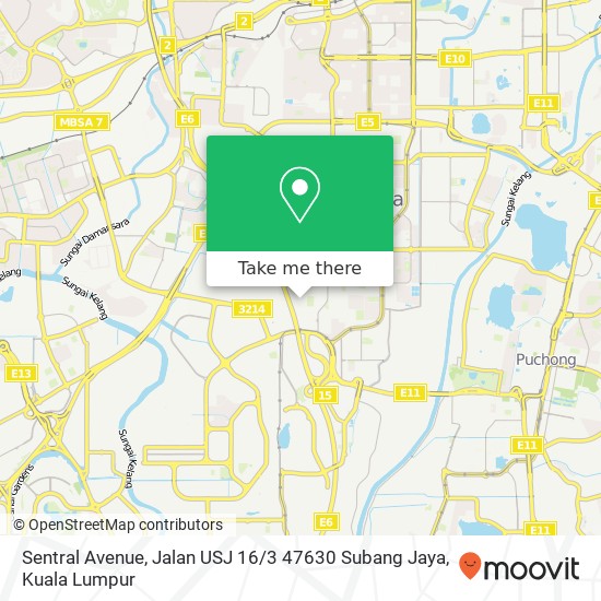 Peta Sentral Avenue, Jalan USJ 16 / 3 47630 Subang Jaya