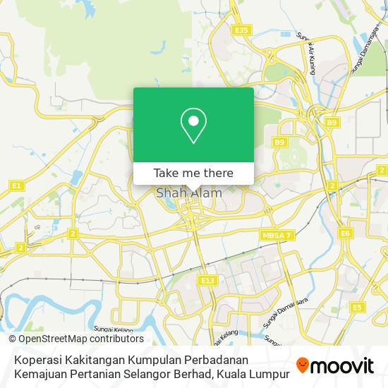 Koperasi Kakitangan Kumpulan Perbadanan Kemajuan Pertanian Selangor Berhad map