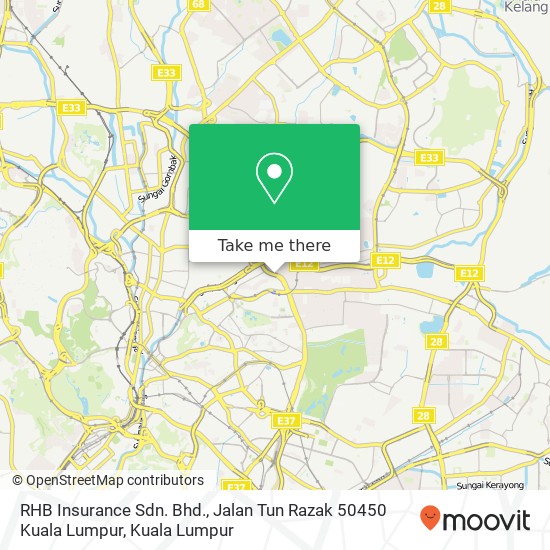 Peta RHB Insurance Sdn. Bhd., Jalan Tun Razak 50450 Kuala Lumpur