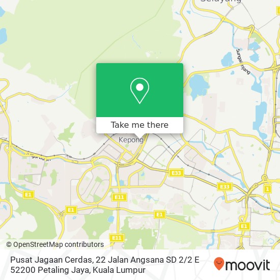 Pusat Jagaan Cerdas, 22 Jalan Angsana SD 2 / 2 E 52200 Petaling Jaya map