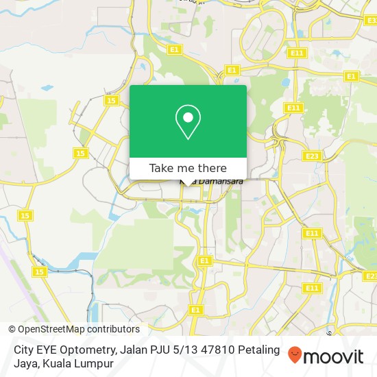 Peta City EYE Optometry, Jalan PJU 5 / 13 47810 Petaling Jaya