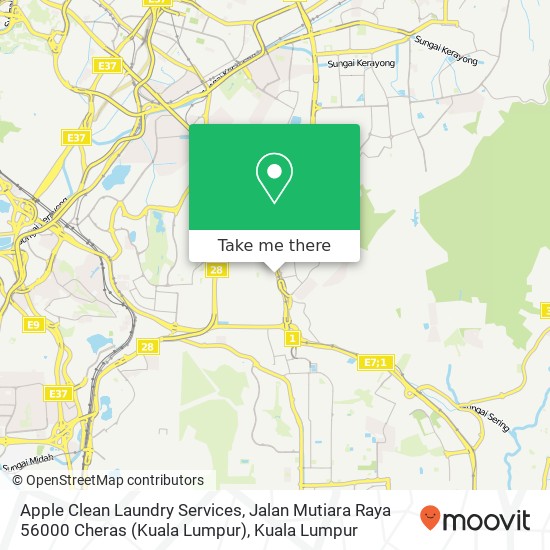 Peta Apple Clean Laundry Services, Jalan Mutiara Raya 56000 Cheras (Kuala Lumpur)