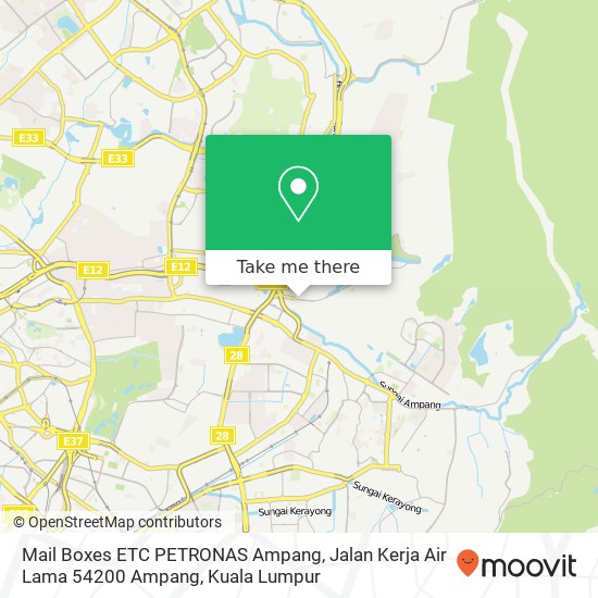 Peta Mail Boxes ETC PETRONAS Ampang, Jalan Kerja Air Lama 54200 Ampang