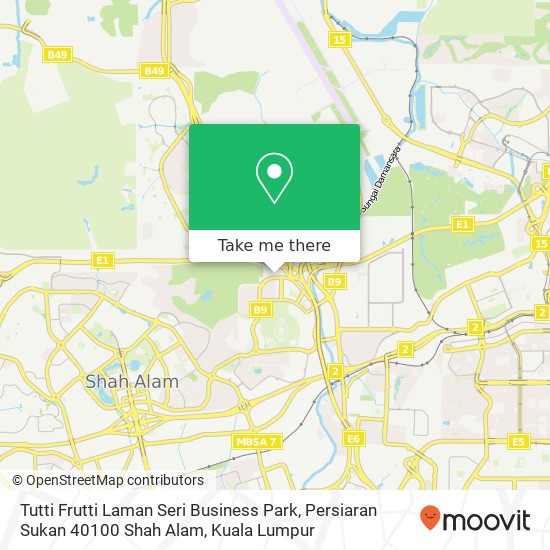 Peta Tutti Frutti Laman Seri Business Park, Persiaran Sukan 40100 Shah Alam
