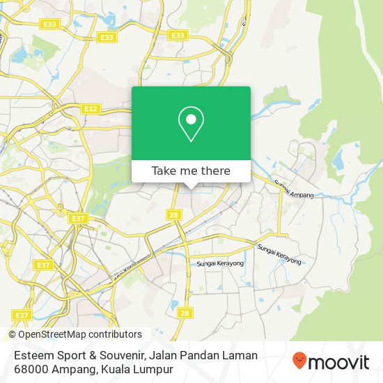 Peta Esteem Sport & Souvenir, Jalan Pandan Laman 68000 Ampang