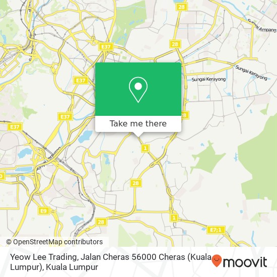 Peta Yeow Lee Trading, Jalan Cheras 56000 Cheras (Kuala Lumpur)