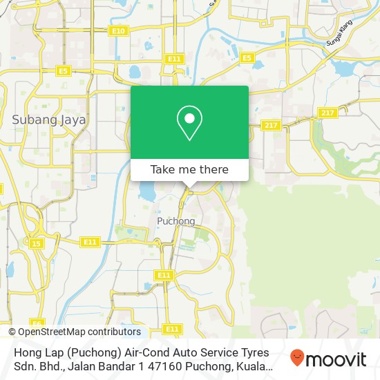 Hong Lap (Puchong) Air-Cond Auto Service Tyres Sdn. Bhd., Jalan Bandar 1 47160 Puchong map