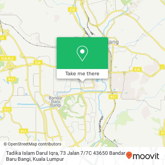 Peta Tadika Islam Darul Iqra, 73 Jalan 7 / 7C 43650 Bandar Baru Bangi