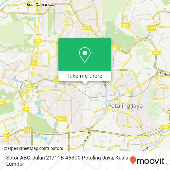 Peta Setor ABC, Jalan 21 / 11B 46300 Petaling Jaya