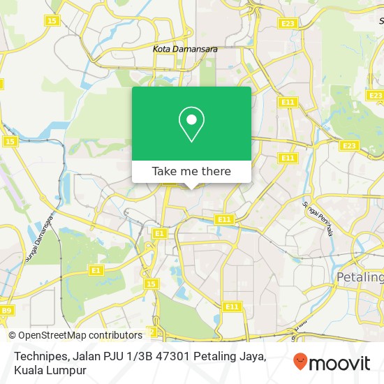 Peta Technipes, Jalan PJU 1 / 3B 47301 Petaling Jaya