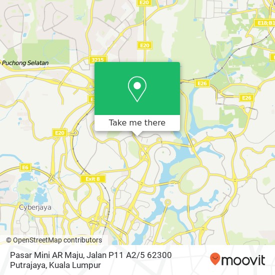 Peta Pasar Mini AR Maju, Jalan P11 A2 / 5 62300 Putrajaya