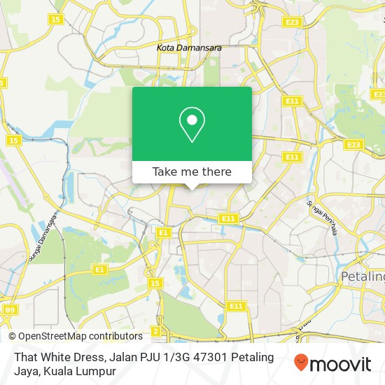 Peta That White Dress, Jalan PJU 1 / 3G 47301 Petaling Jaya