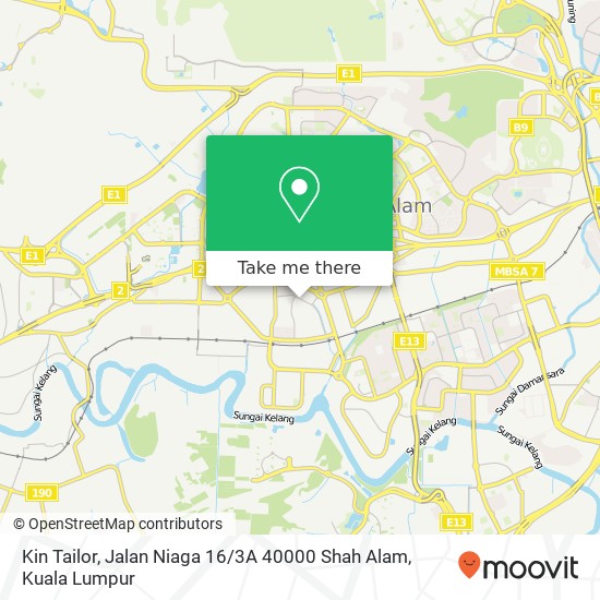Peta Kin Tailor, Jalan Niaga 16 / 3A 40000 Shah Alam
