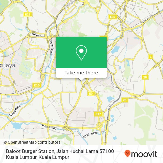Peta Baloot Burger Station, Jalan Kuchai Lama 57100 Kuala Lumpur