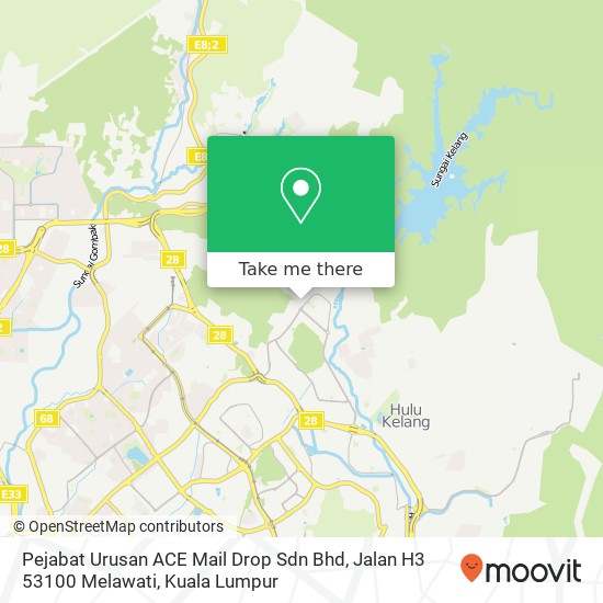 Peta Pejabat Urusan ACE Mail Drop Sdn Bhd, Jalan H3 53100 Melawati