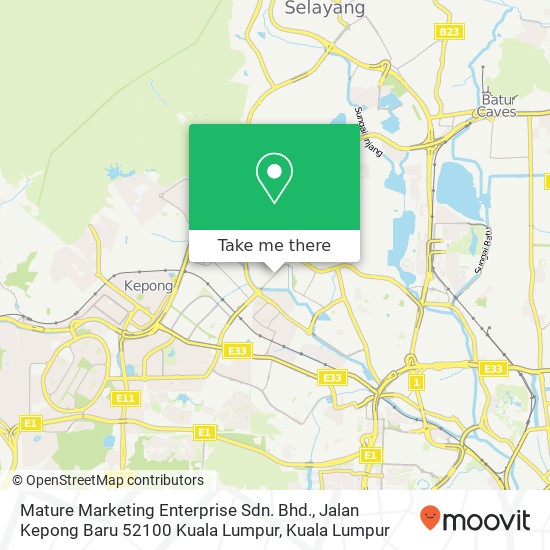 Mature Marketing Enterprise Sdn. Bhd., Jalan Kepong Baru 52100 Kuala Lumpur map