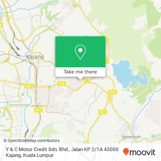 Y & C Motor Credit Sdn. Bhd., Jalan KP 2 / 1A 43000 Kajang map