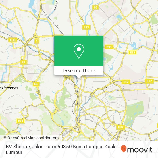 Peta BV Shoppe, Jalan Putra 50350 Kuala Lumpur