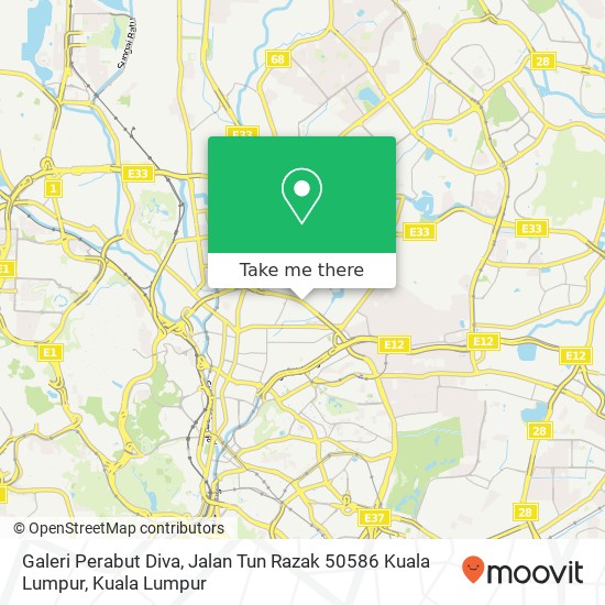 Peta Galeri Perabut Diva, Jalan Tun Razak 50586 Kuala Lumpur