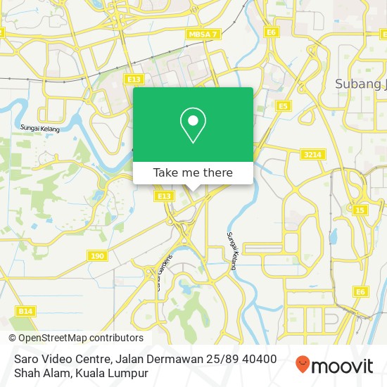 Peta Saro Video Centre, Jalan Dermawan 25 / 89 40400 Shah Alam