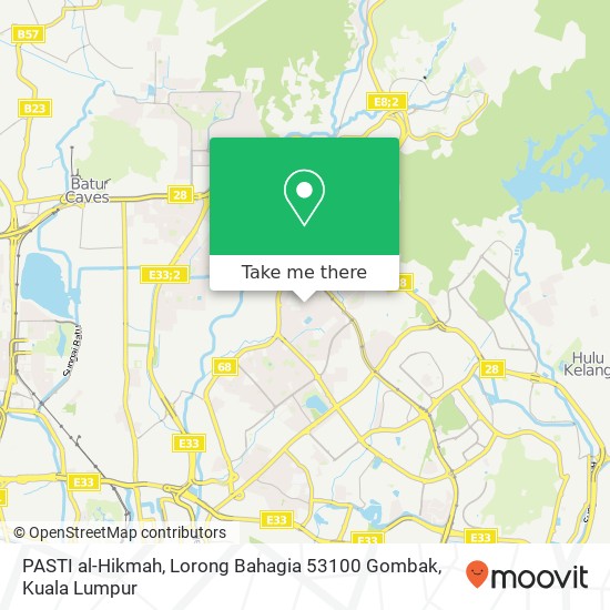 Peta PASTI al-Hikmah, Lorong Bahagia 53100 Gombak