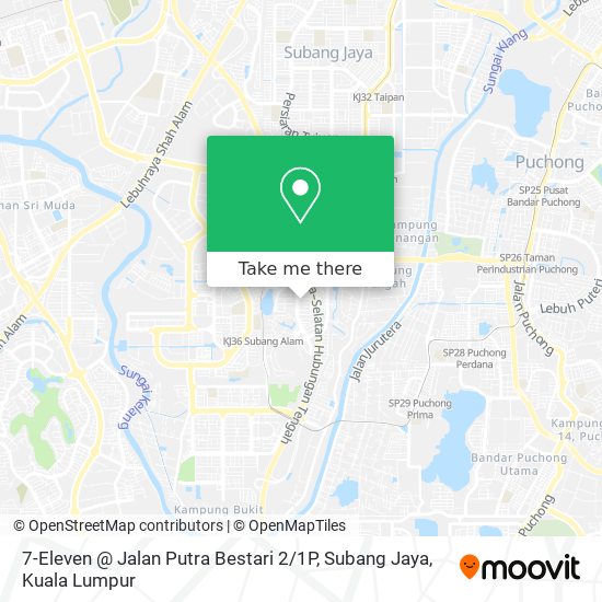 Peta 7-Eleven @ Jalan Putra Bestari 2 / 1P, Subang Jaya