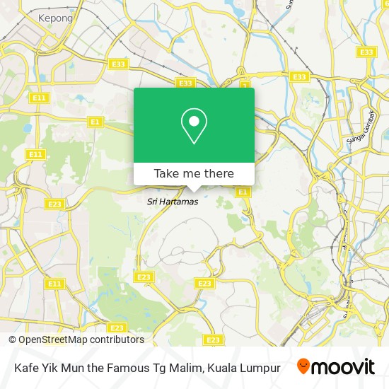 Kafe Yik Mun the Famous Tg Malim map